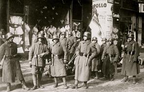  Freikorps soldiers during their attempt to overthrow the Weimar government and restore the monarchy in an attempted coup known as the Kapp Putsch in March 1920.
