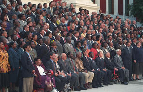 The signing of the Republic of South Africa's Constitution in May 1996.