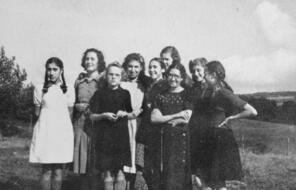 Jews living at a children's home in Le Chambon-sur-Lignon, France, with their director, Juliette Usach, 1941. The people of Le Chambon and surrounding villages hid nearly 5,000 people fleeing Nazi occupation.