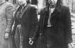 Three members of the Jewish Fighting Organization caught after the Warsaw ghetto uprising. 