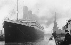 Titanic at Southampton docks, prior to departure