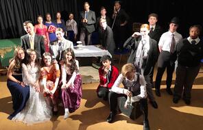 Group photo of An Inspector Calls cast members.
