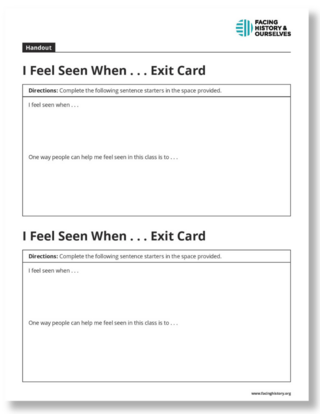 Preview Image of the I Feel Seen When... Exit Ticket Template.