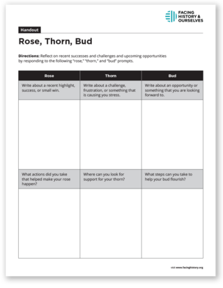 Preview of Rose, Thorn, Bud Template handout