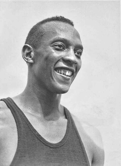 B&W Photo of track star & upstander Jesse Owens