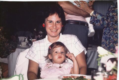 Image of Anita Finder Rappaport holding her daughter amy. 