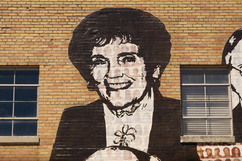 A mural of Nina Katz on the Memphis Upstanders Mural in Memphis, TN.