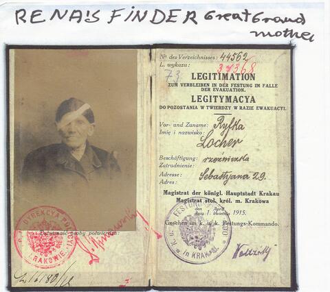 Rena's paternal great grandmother's identity card from 1915. 
