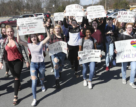 Students protesting for gun control.