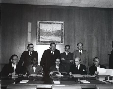 A photograph of several delegates who signed the UN Genocide Convention  Credit: US Holocaust Memorial Museum, gift of United Nations